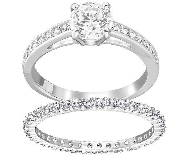 Swarovski Swarovski I Do Ring Set, White, Rhodium Plating White Rhodium-plated