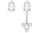 Swarovski Swarovski Attract Triangle Pierced Earrings With Jacket, White, Rhodium Plating White Rhodium-plated