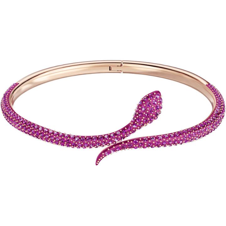 Swarovski Leslie Bangle, Fuchsia, Rose Gold Plating