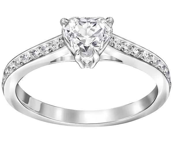Swarovski Swarovski Attract Heart Ring, White, Rhodium Plating White Rhodium-plated