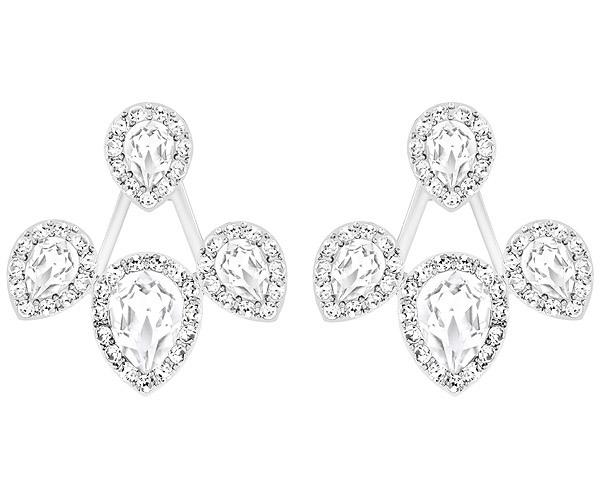 Swarovski Swarovski Laina Drop Pierced Earring Jackets, White, Rhodium Plating White Rhodium-plated