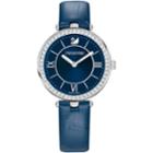 Swarovski Aila Dressy Lady Watch, Leather Strap, Blue, Silver Tone