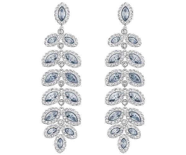 Swarovski Swarovski Baron Pierced Earrings, Blue, Rhodium Plating White Rhodium-plated