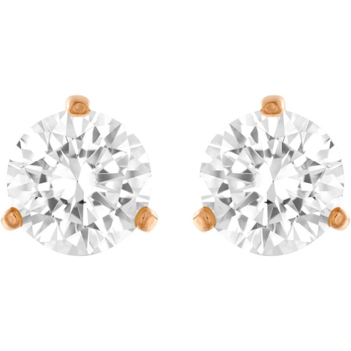 Swarovski Solitaire Pierced Earrings, White, Rose Gold Plating