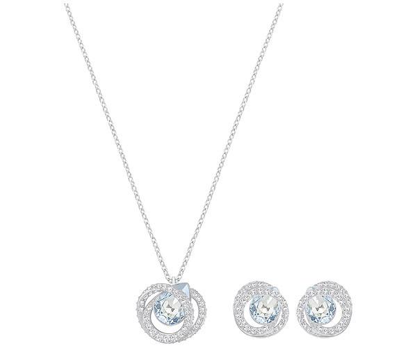 Swarovski Swarovski Generation Set, Blue, Rhodium Plating Teal Rhodium-plated