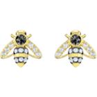 Swarovski Magnetic Bee Stud Pierced Earrings, Gray, Gold Plating