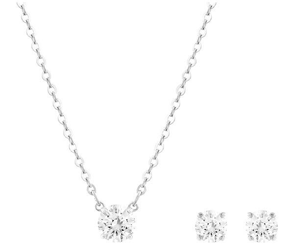 Swarovski Swarovski Attract Round Set, White, Rhodium Plating White Rhodium-plated