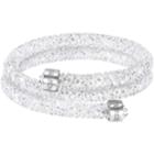 Swarovski Crystaldust Double Bangle, White, Stainless Steel