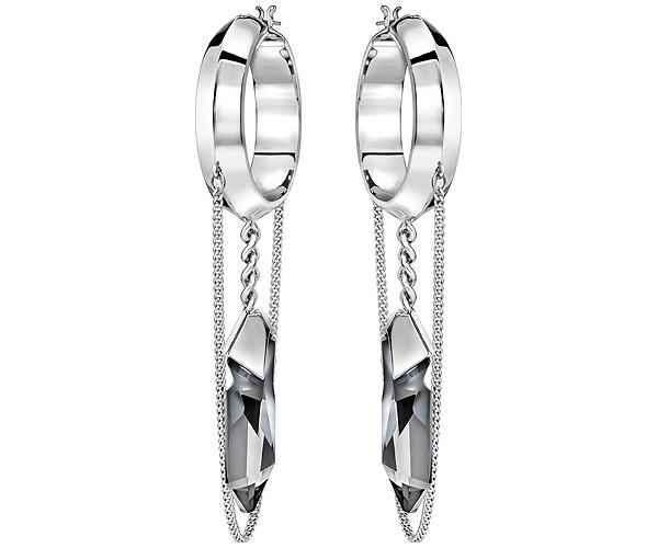 Swarovski Swarovski Atelier Swarovski For Jean Paul Gaultier Revers Hoop Earrings Gray Rhodium-plated
