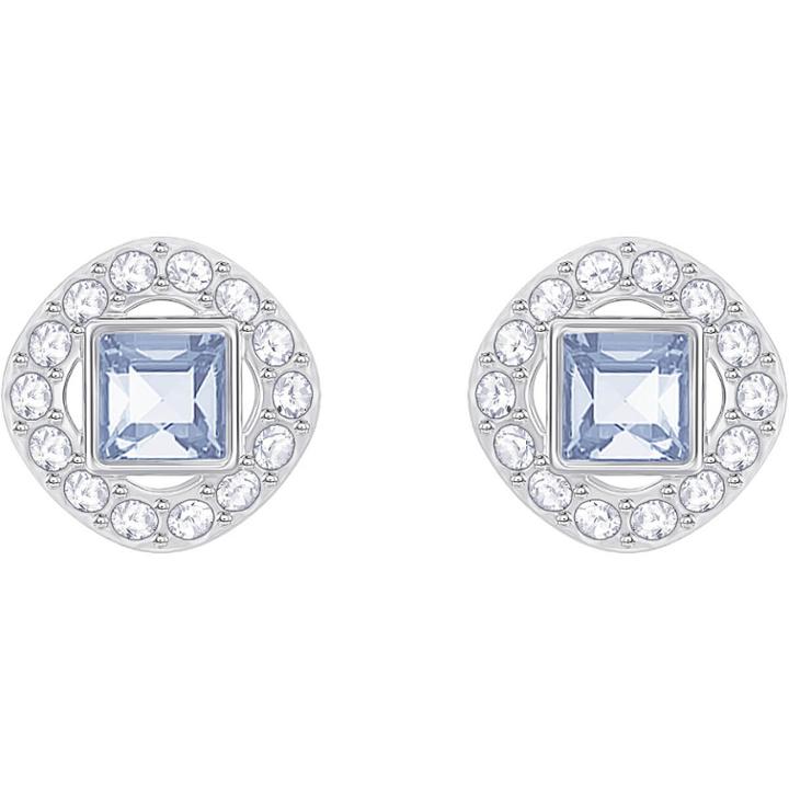 Swarovski Angelic Square Pierced Earrings, Blue, Rhodium Plating