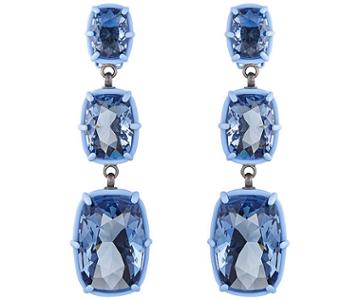 Swarovski Swarovski Atelier Swarovski By Rosie Assoulin, Jewel-y Mchue-y Chandelier Pierced Earrings Teal Rhodium-plated