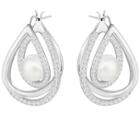 Swarovski Swarovski Free Pearl Pierced Earrings, White, Rhodium Plating White Rhodium-plated