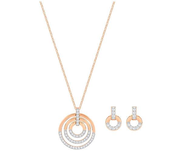 Swarovski Swarovski Circle Set, Medium, White, Rose Gold Plating White Rose Gold-plated