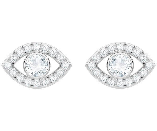 Swarovski Swarovski Luckily Evil Eye Pierced Earrings, White, Rhodium Plating White Rhodium-plated