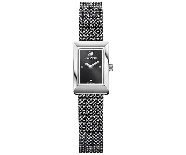 Swarovski Swarovski Memories Watch, Crystal Mesh Strap, Black, Silver Tone Teal Stainless Steel