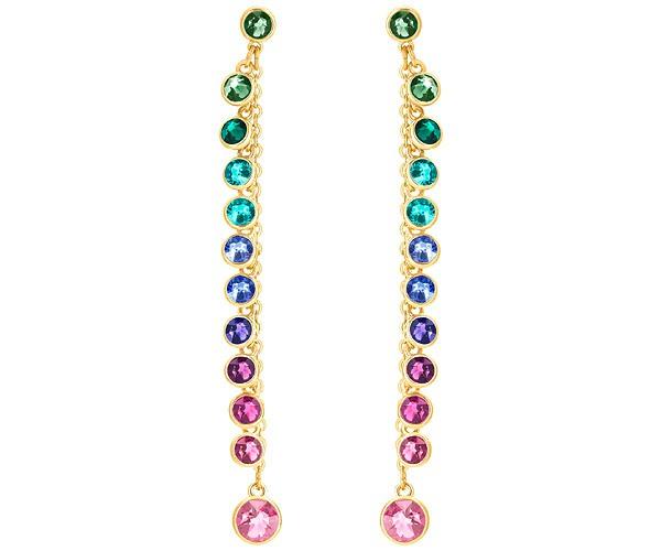 Swarovski Swarovski Attract Pierced Earrings, Multi-colored, Gold Plating Dark Multi Gold-plated