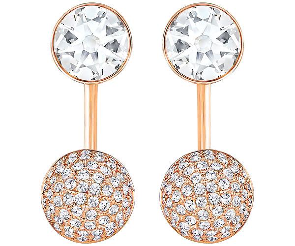 Swarovski Swarovski Forward Pierced Earring Jackets, White, Rose Gold Plating White Rose Gold-plated