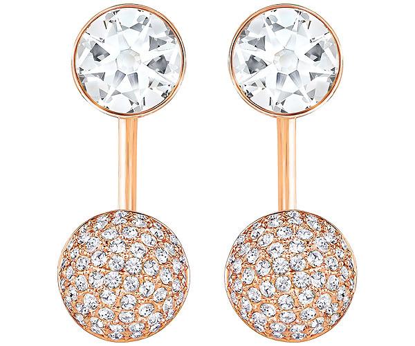 Swarovski Swarovski Forward Pierced Earring Jackets, White, Rose Gold Plating White Rose Gold-plated