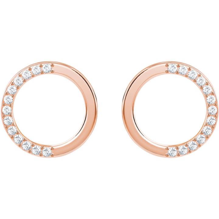 Swarovski Lucy Pierced Earrings, White, Rose Gold Plating