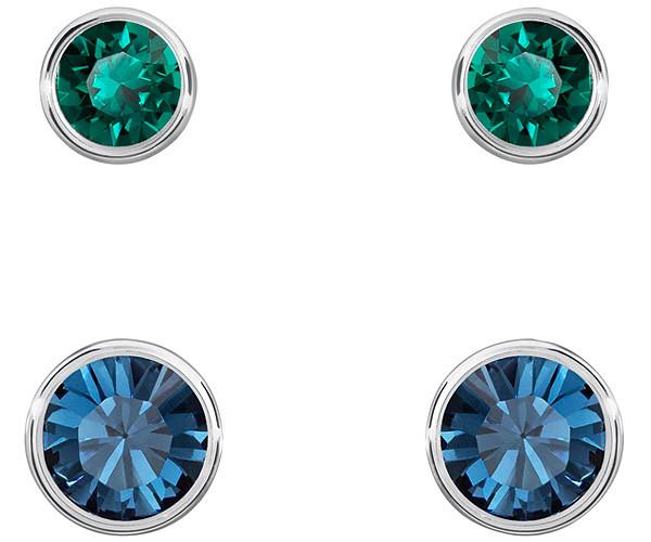 Swarovski Swarovski Harley Pierced Earrings Set Teal Rhodium-plated