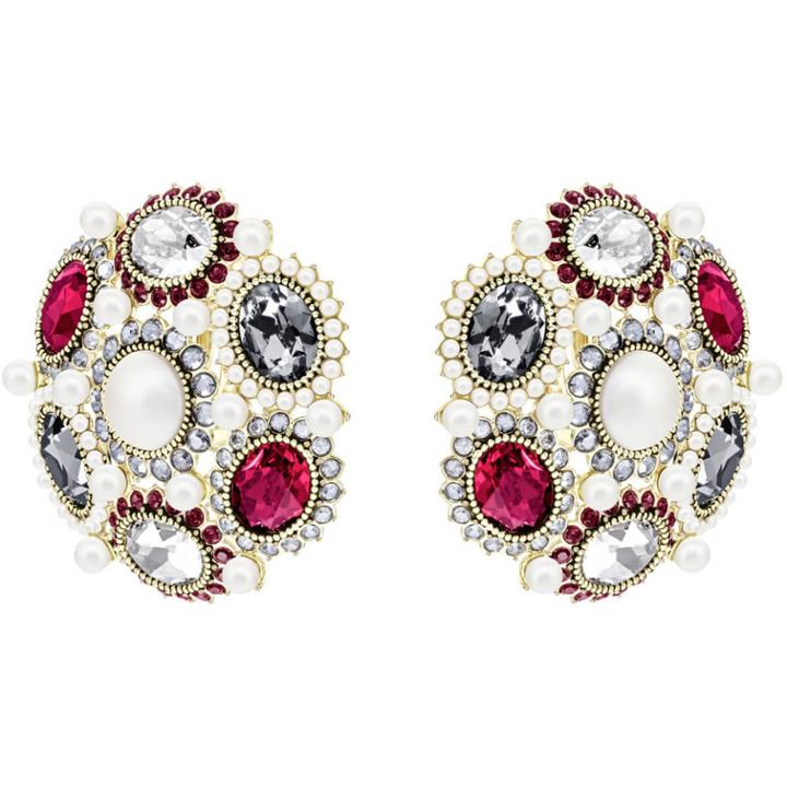 Swarovski Millennium Clip Earrings, Multi-colored, Gold Plating