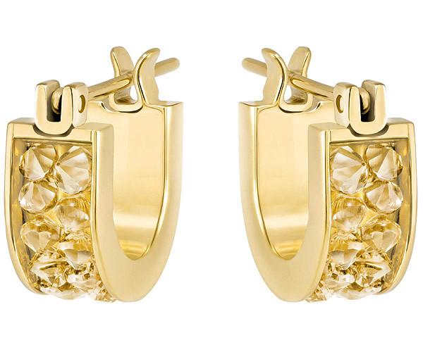 Swarovski Swarovski Crystaldust Hoop Pierced Earrings, Small, Golden, Gold Plating Brown Gold-plated