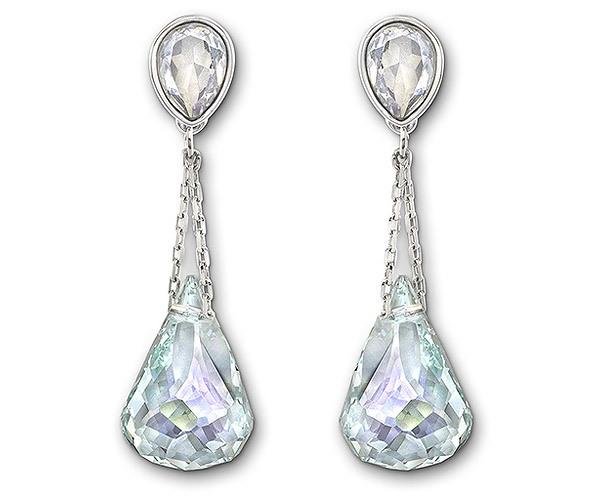 Swarovski Swarovski Lunar Pierced Earrings, Green, Rhodium Plating Green Rhodium-plated