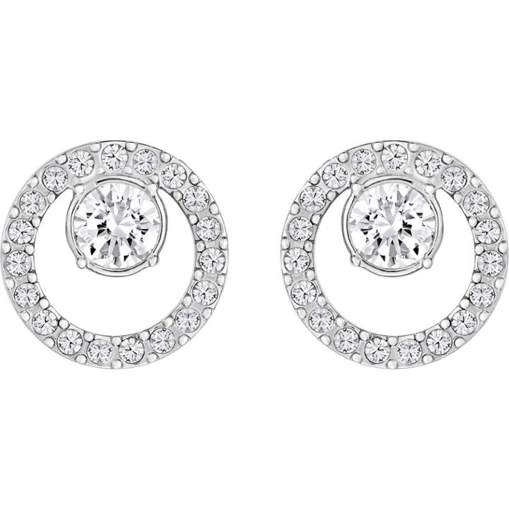 Swarovski Creativity Circle Pierced Earrings, Small, White, Rhodium Plating