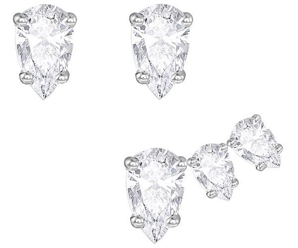 Swarovski Swarovski Attract Pear Pierced Earring Set, White, Rhodium Plating White Rhodium-plated