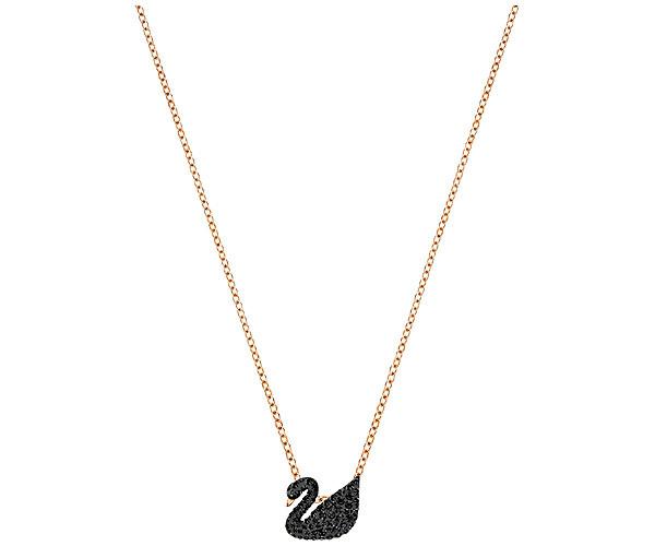 Swarovski Swarovski Iconic Swan Pendant, Small, Black, Rose Gold Plating Black Rose Gold-plated