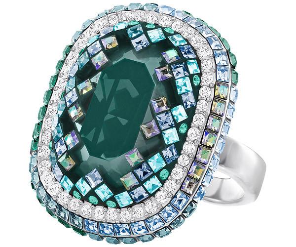 Swarovski Swarovski Gaia Ring, Green Dark Multi Rhodium-plated