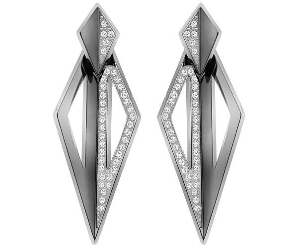 Swarovski Swarovski Ground Pierced Earring Jackets, White, Ruthenium Plating White Rhodium-plated