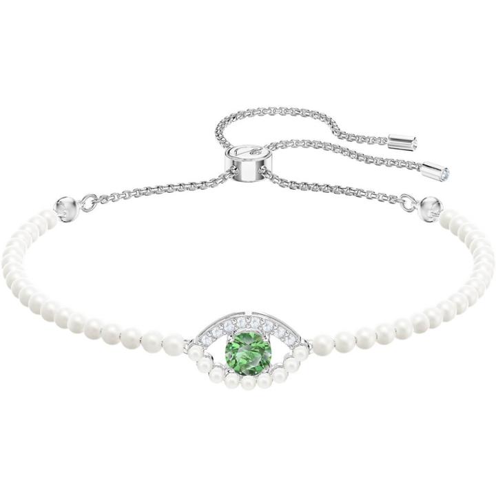 Swarovski Luckily Bracelet, Green, Rhodium Plating