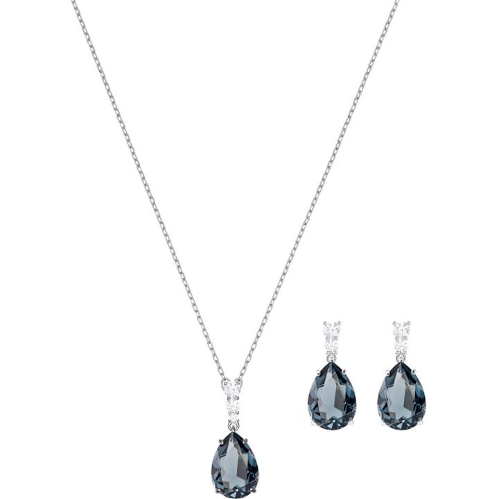 Swarovski Vintage Set, Teal, Rhodium Plating