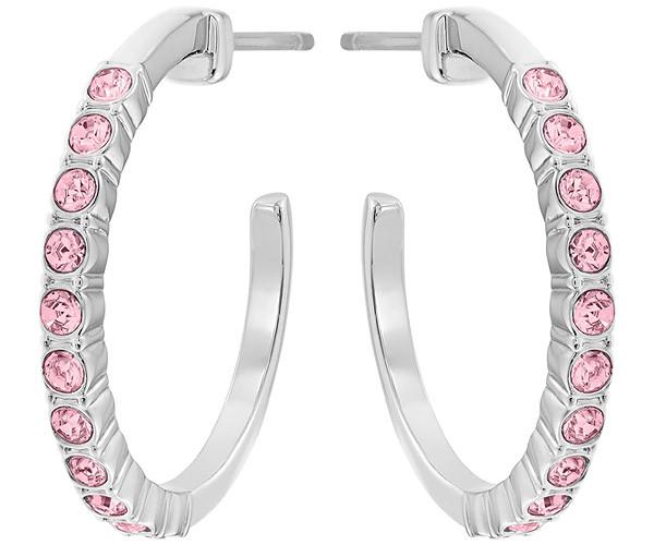 Swarovski Swarovski Recreation Hoop Pierced Earrings Pink Rhodium-plated