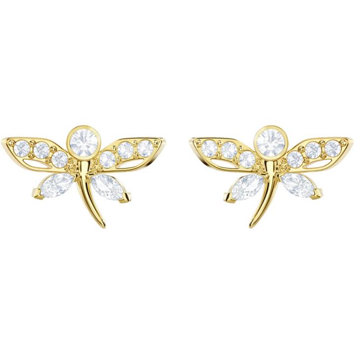Swarovski Magnetic Dragonfly Stud Pierced Earrings, Light Multi, Gold Plating