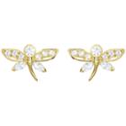 Swarovski Magnetic Dragonfly Stud Pierced Earrings, Light Multi, Gold Plating
