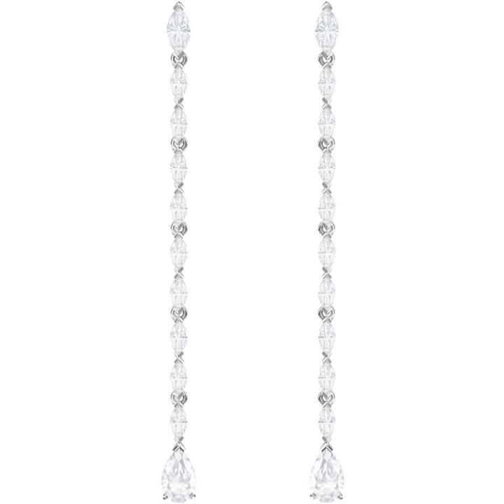 Swarovski Louison Pierced Earrings, Long, White, Rhodium Plating