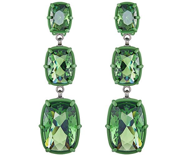 Swarovski Swarovski Atelier Swarovski By Rosie Assoulin, Jewel-y Mchue-y Chandelier Pierced Earrings Green Rhodium-plated