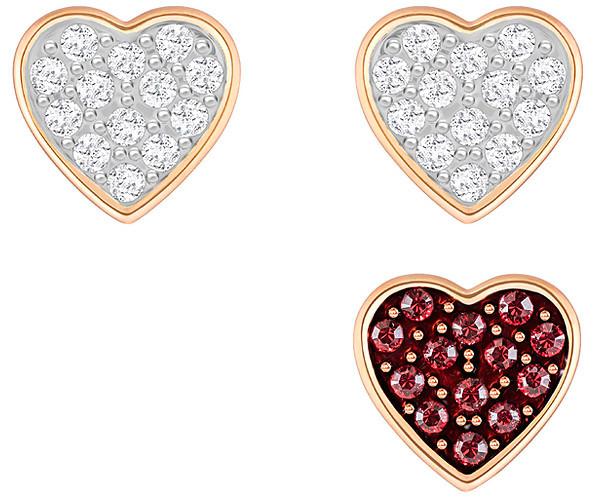 Swarovski Swarovski Crystal Wishes Heart Pierced Earring Set, Red White Rose Gold-plated