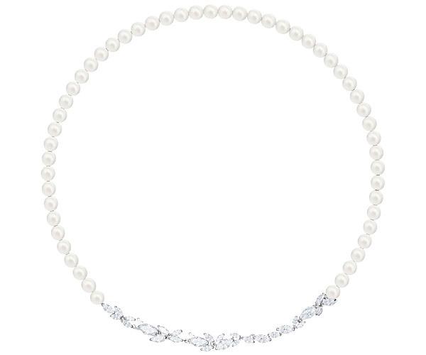 Swarovski Swarovski Louison Pearl Necklace, White, Rhodium Plating White Rhodium-plated