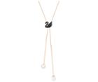 Swarovski Swarovski Iconic Swan Double Y Necklace, Black, Rose Gold Plating Black Rose Gold-plated