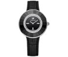 Swarovski Swarovski Octea Dressy Watch, Leather Strap, Black, Silver Tone Teal Stainless Steel