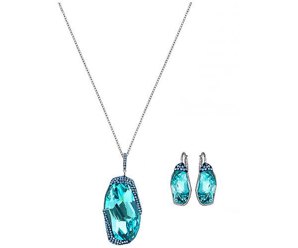 Swarovski Swarovski Folio Set, Aqua, Ruthenium Plating Aqua Rhodium-plated