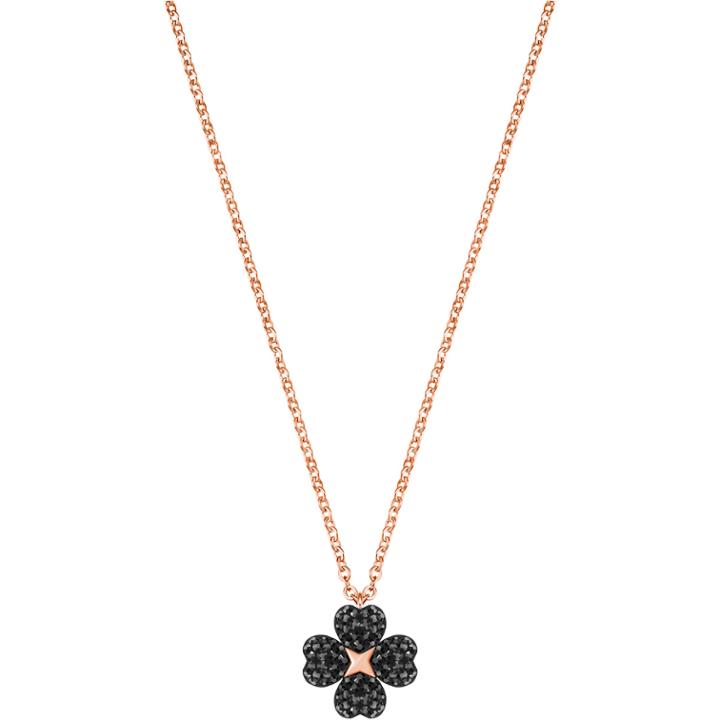 Swarovski Latisha Flower Pendant, Black, Rose Gold Plating