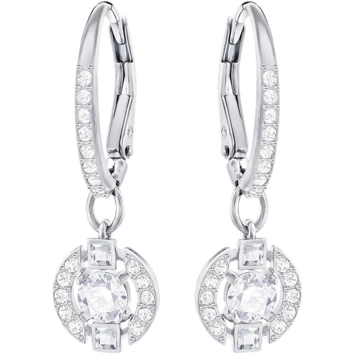 Swarovski Sparkling Dance Round Pierced Earrings, White, Rhodium Plating