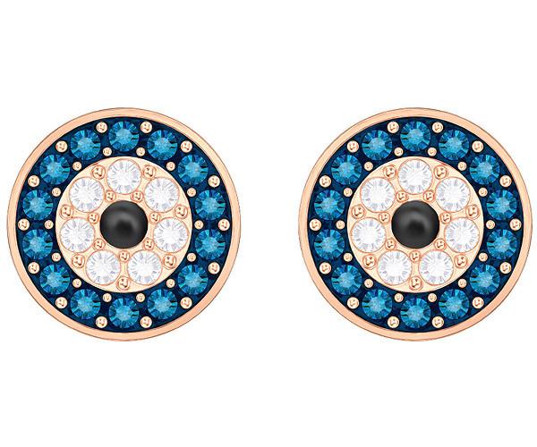 Swarovski Swarovski Crystal Wishes Evil Eye Pierced Earrings, Multi-colored, Rose Gold Plating Dark Multi Rose Gold-plated
