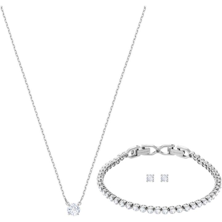 Swarovski Attract Emily Set, White, Rhodium Plating