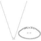Swarovski Attract Emily Set, White, Rhodium Plating