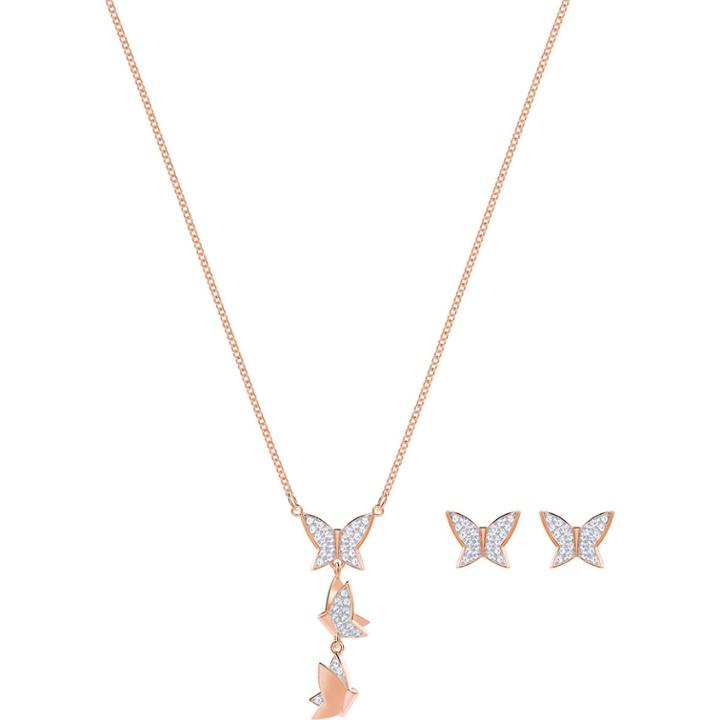 Swarovski Lilia Set, White, Rose Gold Plating